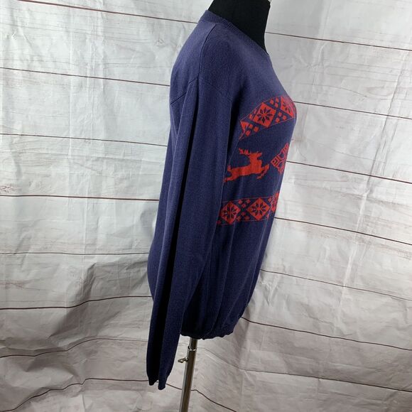 Core Concepts Merino Wool Sweater Pullover Small Red Navy Graphic Ski Deer Geo - Picture 8 of 16